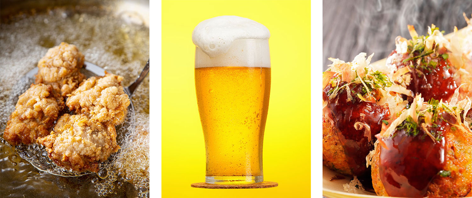 からあげやビールやたこ焼き